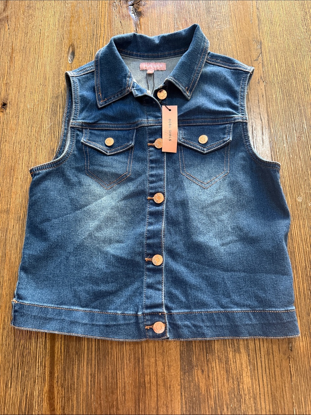 BCBGirls Dark Blue Denim Sleeveless Jean Jacket